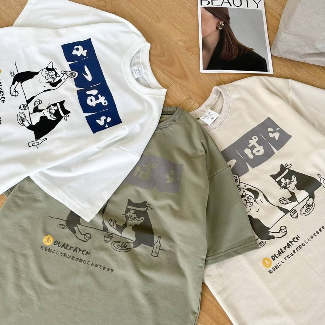 自訂款 日文貓咪拚酒短TEE IM80376