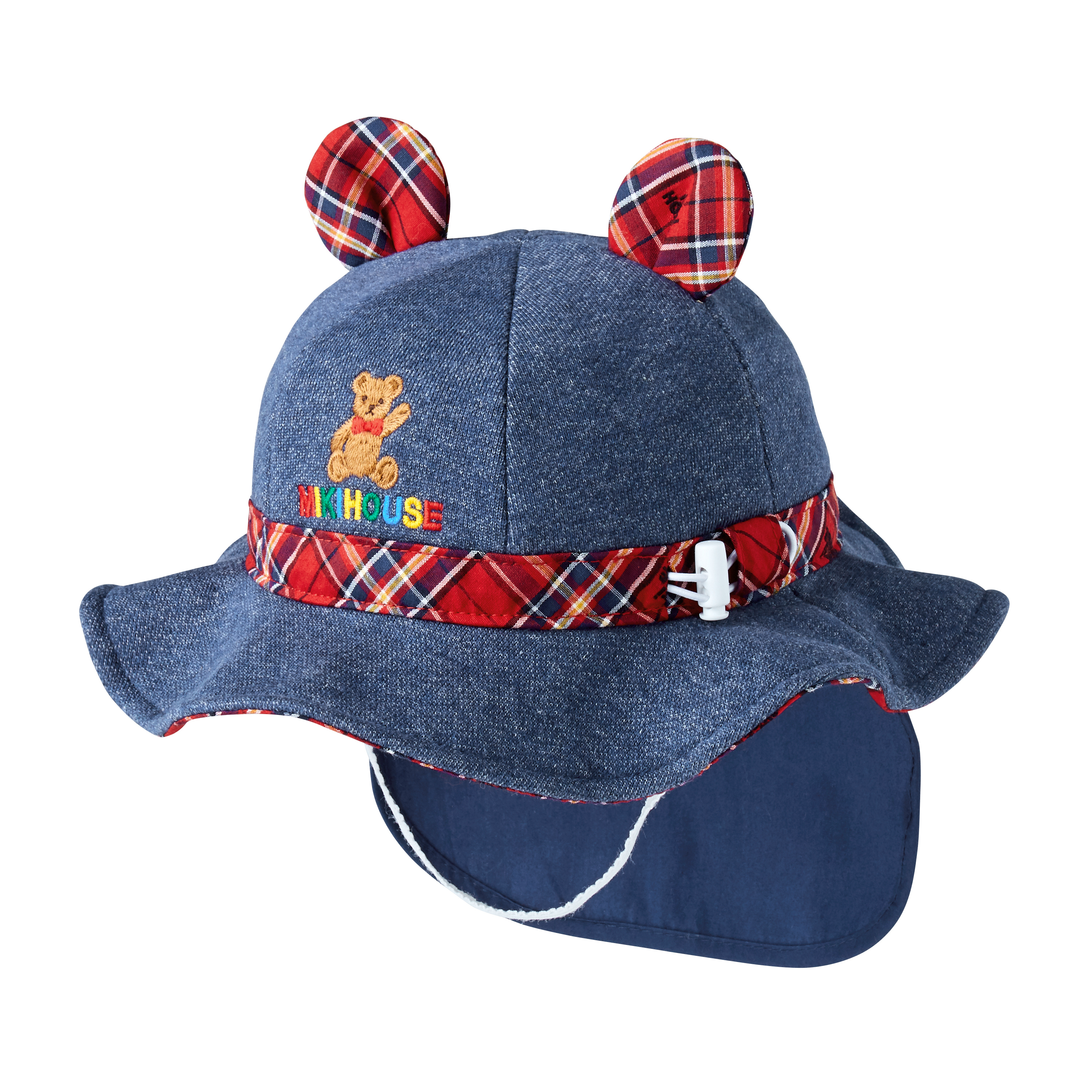 格紋耳朵遮陽帽