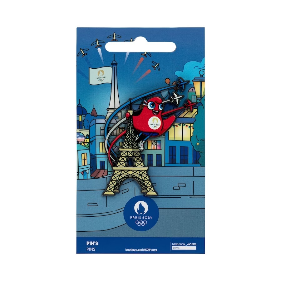 Paris 2024 Olympics Mascot Eiffel Tower Pin Badge