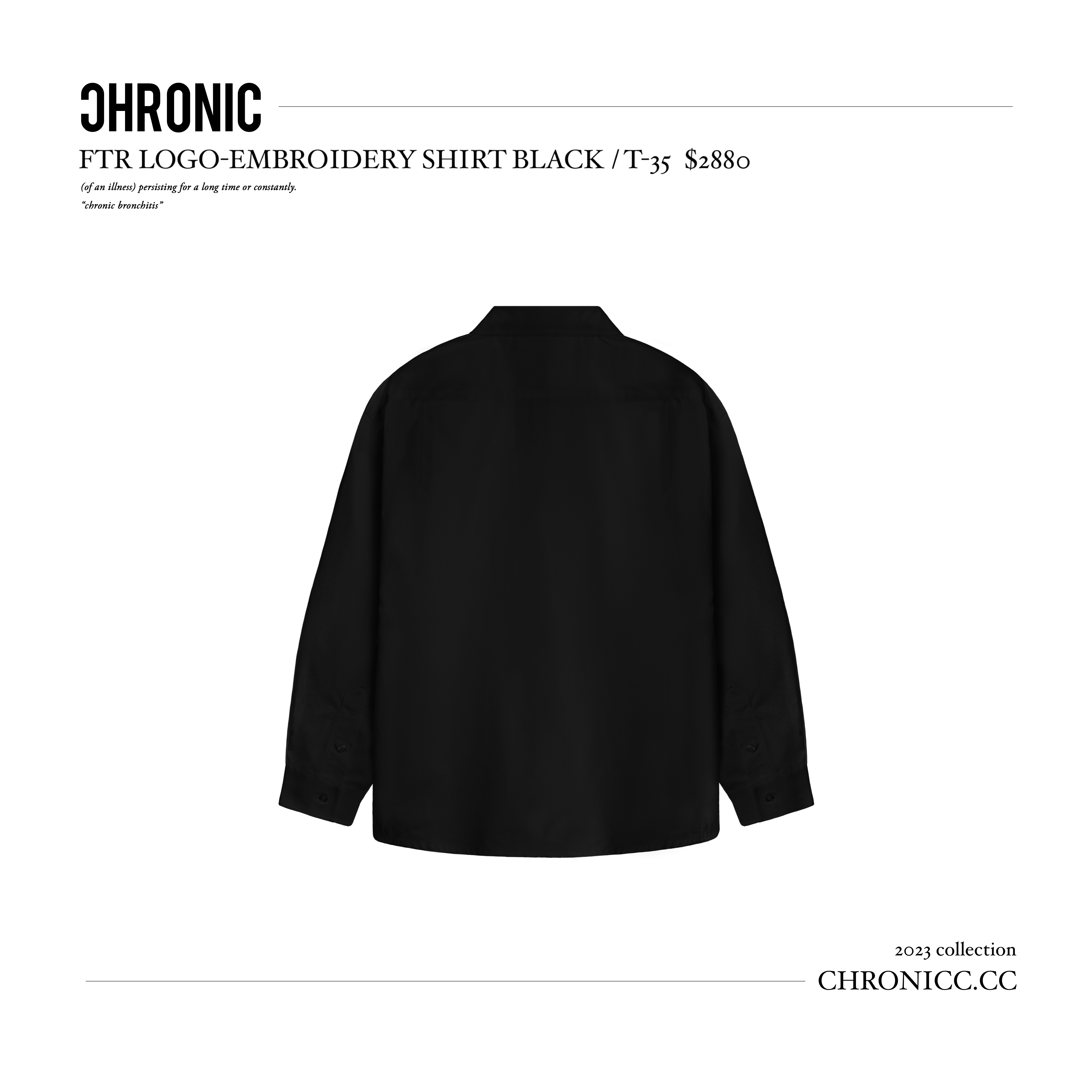 FTR LOGO-EMBROIDERY SHIRT BLACK / T-35