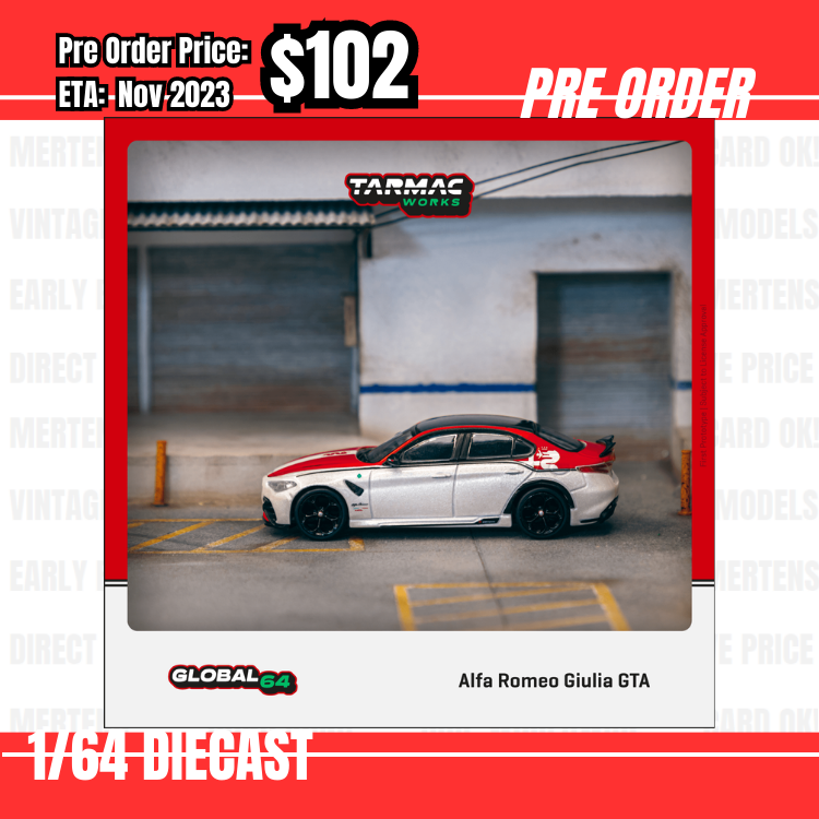 Pre Order-$102 Tarmac 1:64 Alfa Romeo Giulia GTA Red / White [OD15/06]