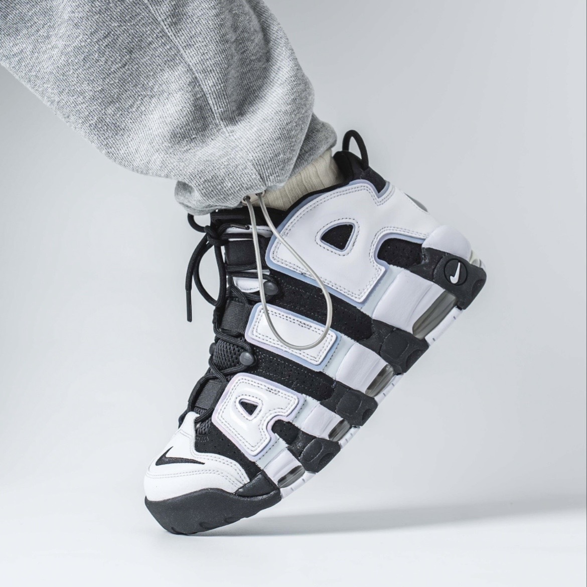 Nike Air More Uptempo 大AIR 黑白藍線 DQ6200-001 / DV0819-001