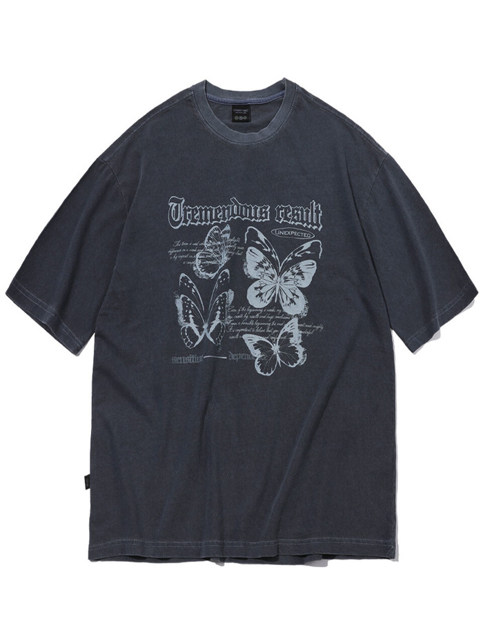【CPGN STUDIO】24SS★ Grunge Fly Pigment Short Sleeve Tee CPGN STUDIO Butterfly Pigment Short Sleeve T-shirt
