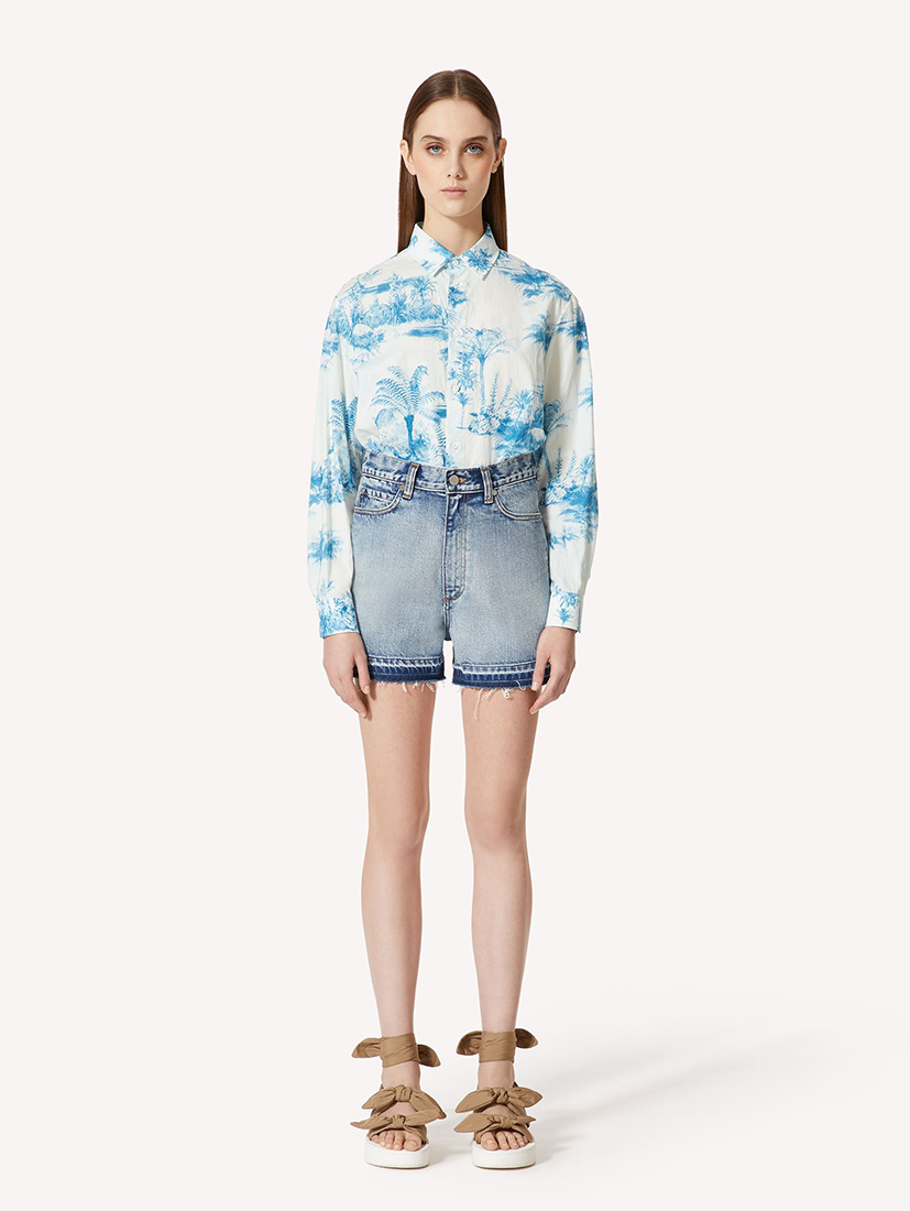 水洗刷色牛仔短褲