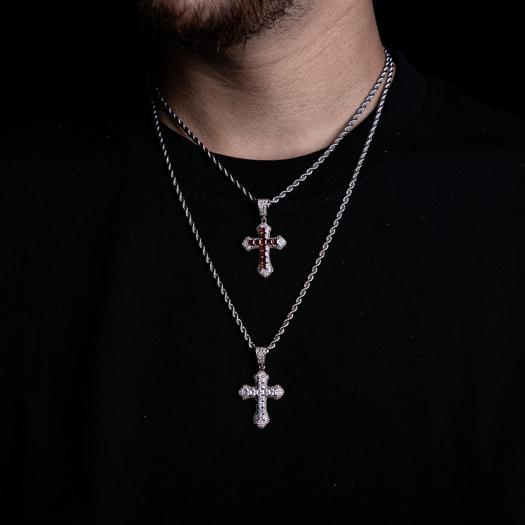 T方混鑲凱爾特十字架墜飾