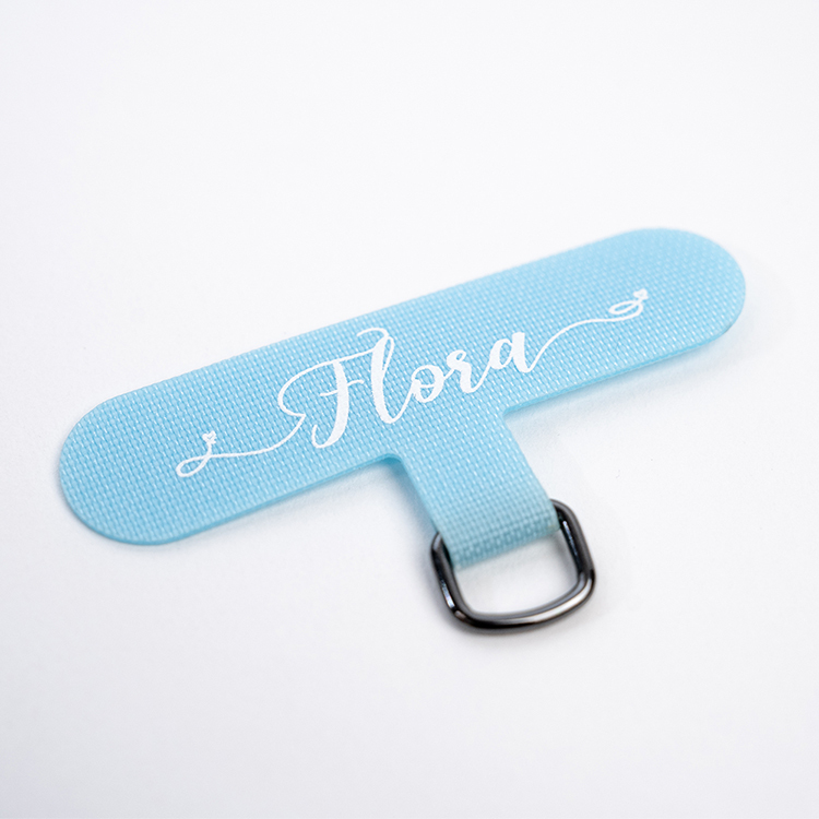 手機掛繩夾片 - (寶寶藍墊片) 浪漫字體