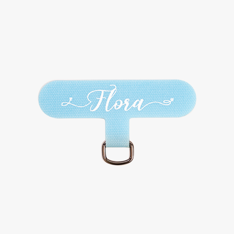 手機掛繩夾片 - (寶寶藍墊片) 浪漫字體
