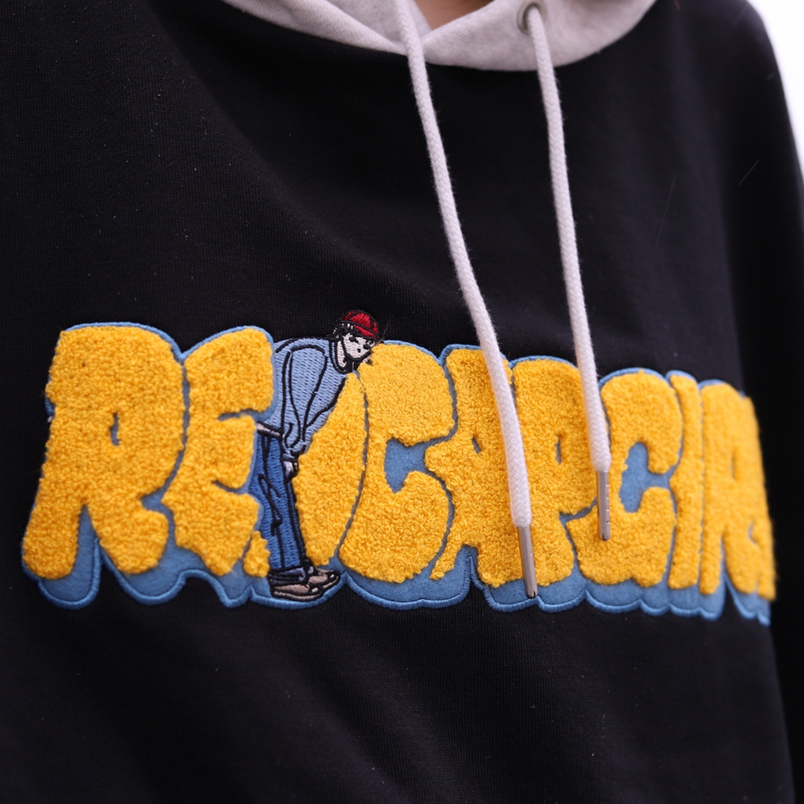 Red Cap Girl Hooded 刺繡 Logo寬鬆拼色帽Tee 23510