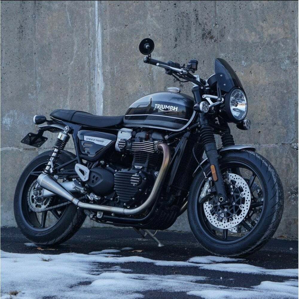 Motone 水冷 Speed Twin/Thruxton 專用 排氣管 土星 - 髮絲銀