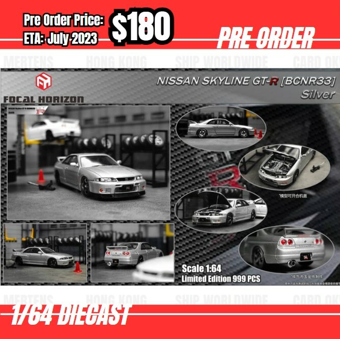 Pre Order-$180 *FH* 1:64 Nissan Skyline GTR R33 Silver [OD15/06]