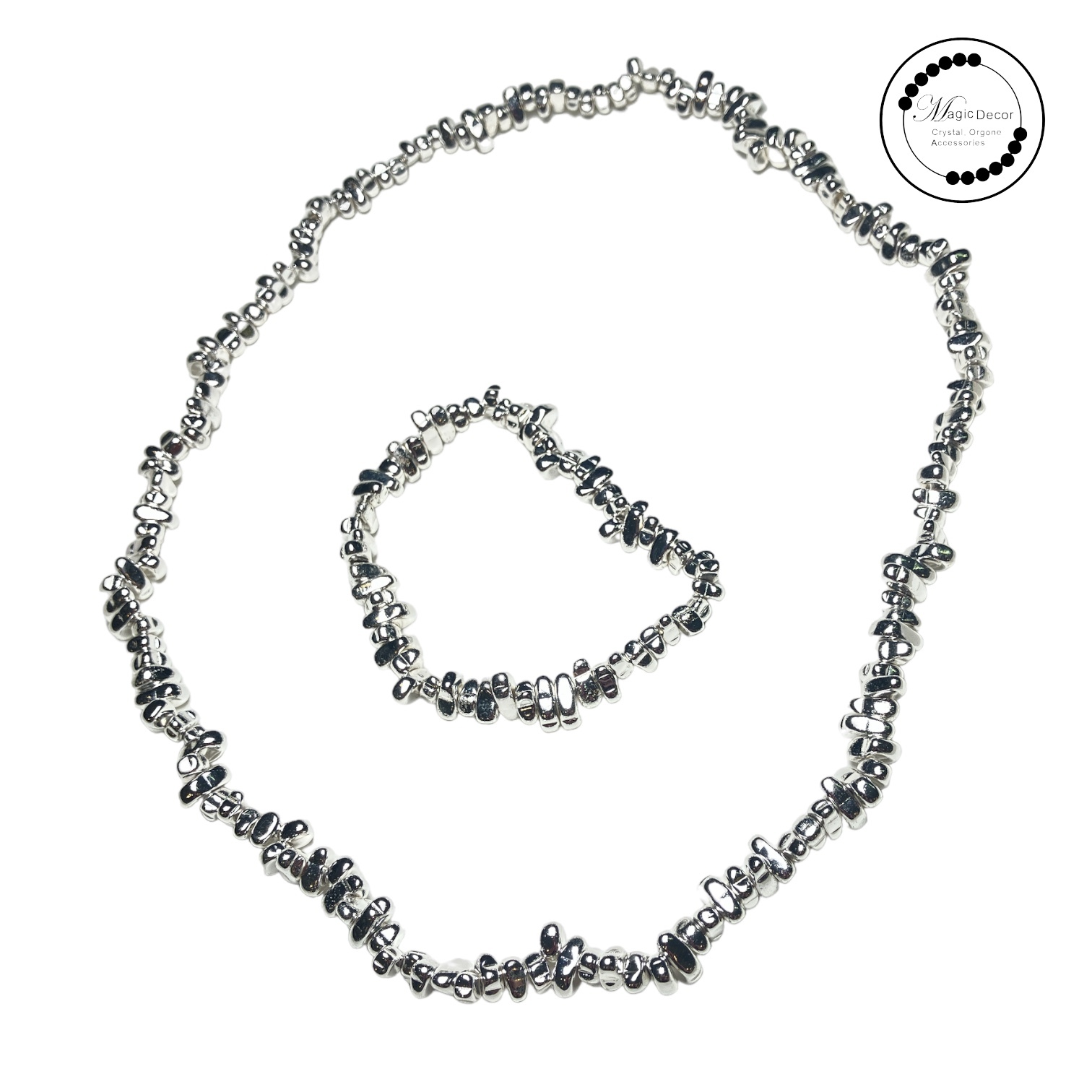 250703 - A22 黑膽石白銀電鍍隨型頸鏈+手串（套裝）