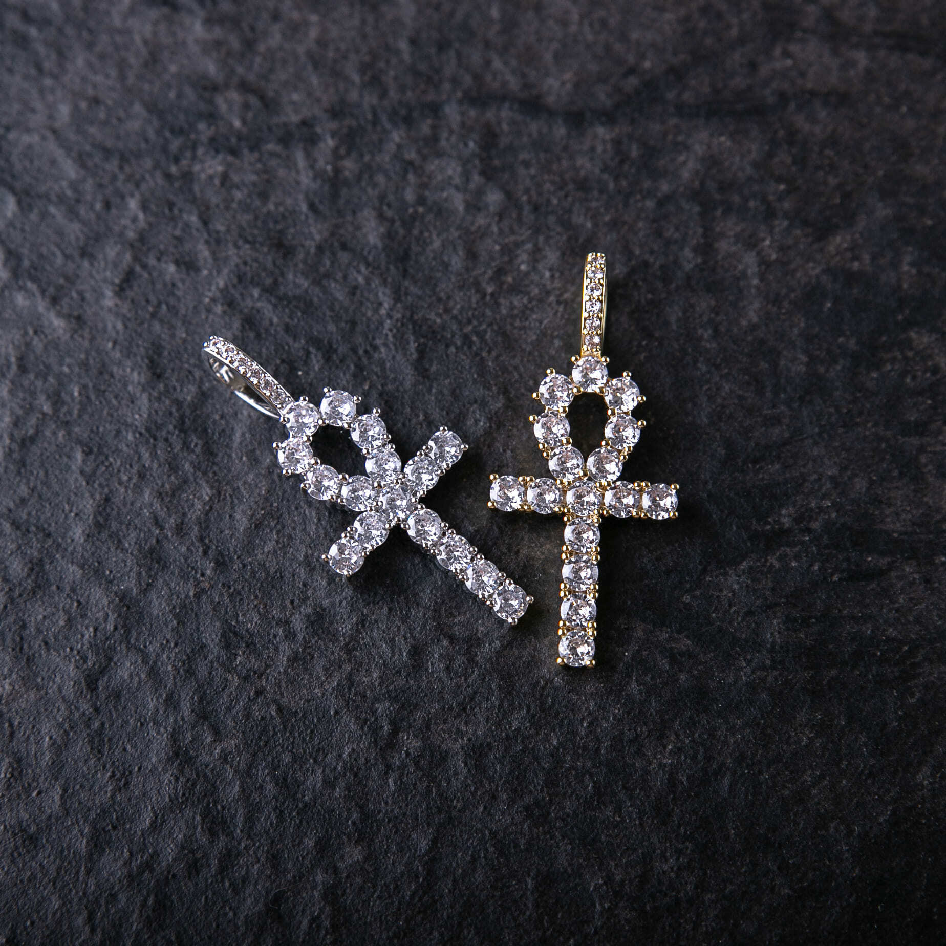 經典鑲鑽安卡十字架墜飾