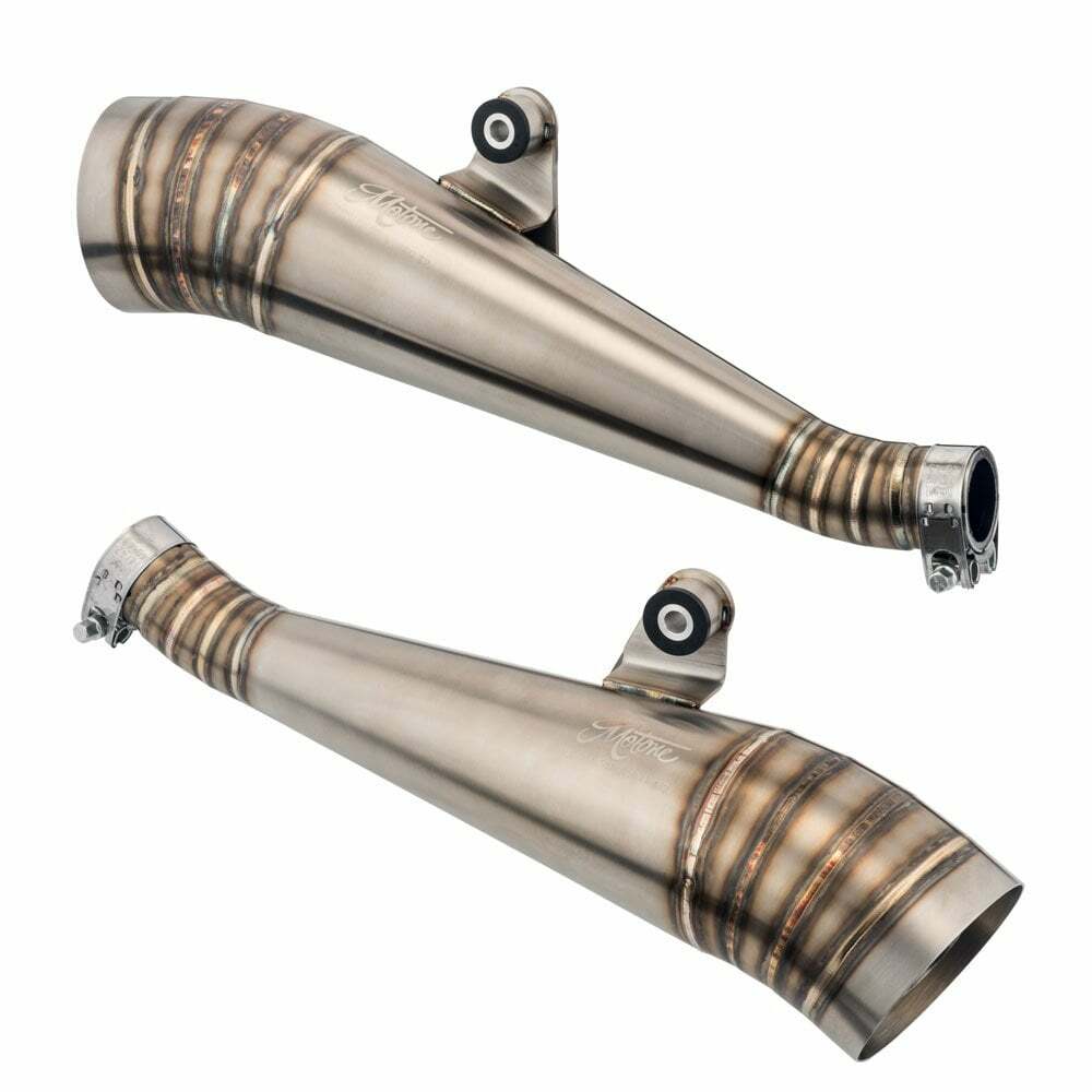 Motone ODIN - Exhaust System - T120 / T100 - GP Style Race Cans (Optional Baffle)