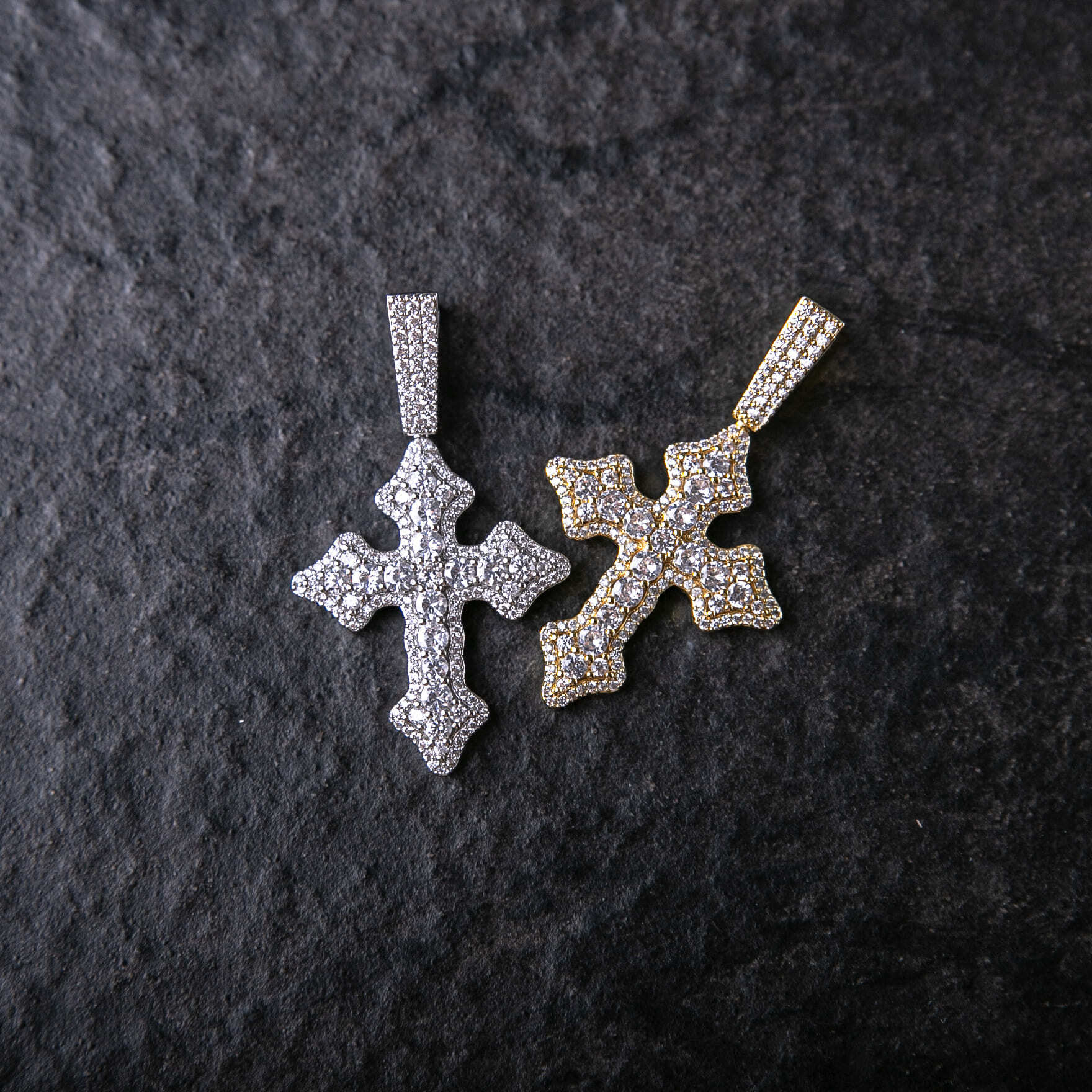 滿鑲雙層復古十字架