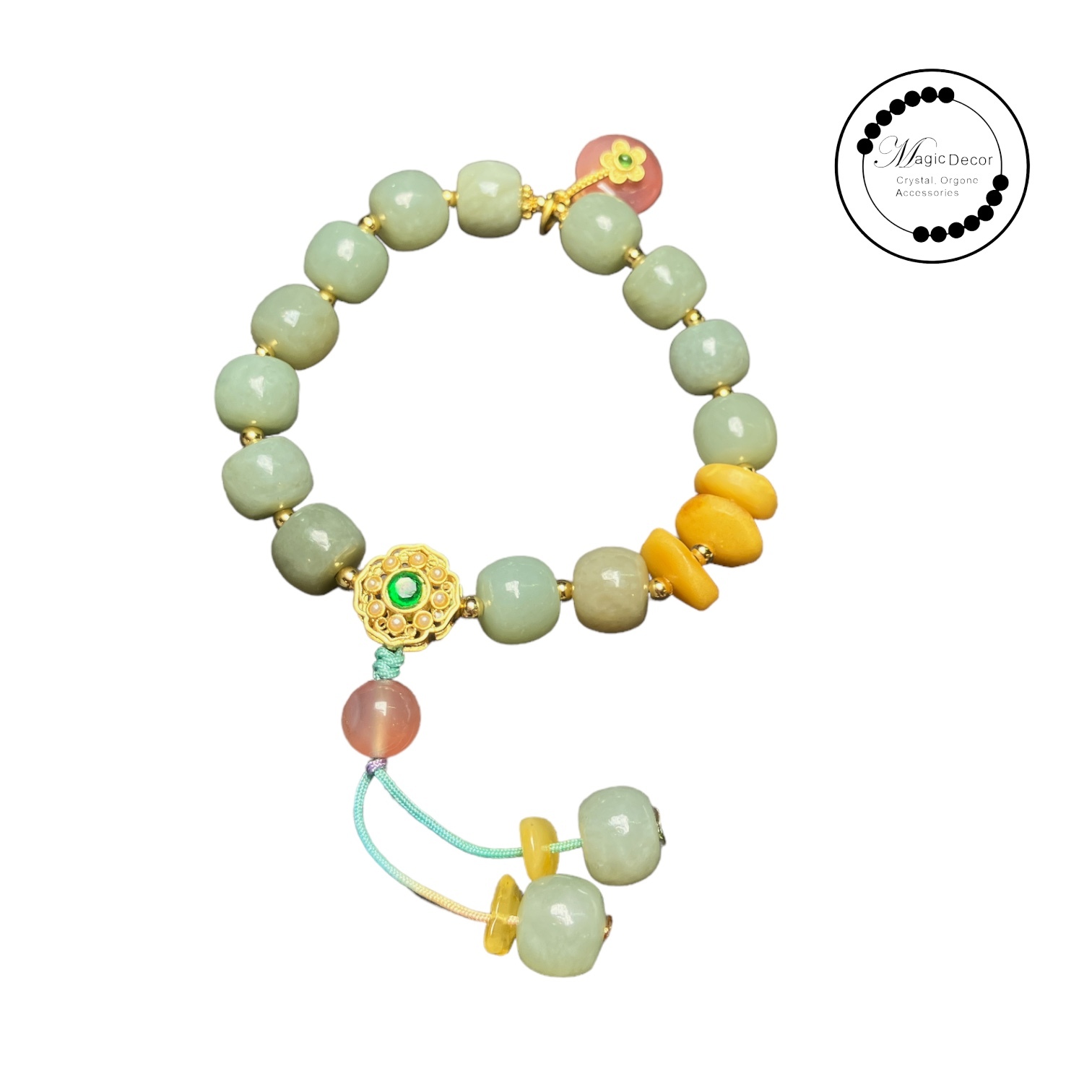 231214-A15 晴水玉老蜜蠟鹽源瑪瑙老型珠設計款手串