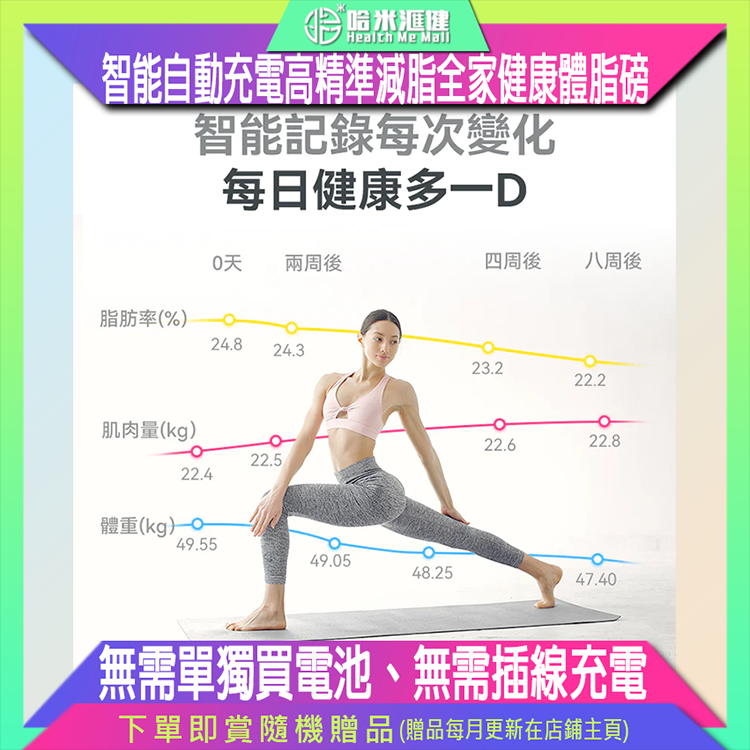 美國NEWEDO|智能自動充電高精準減脂全家健康體脂磅【原裝行貨1年原廠保養】