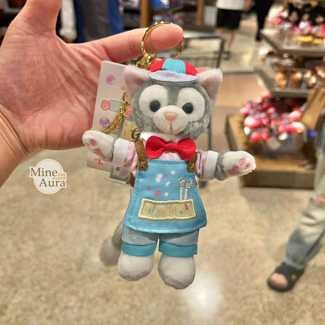 (現貨) 夏日泡泡趴 達菲 Duffy 和朋友們系列 畫家貓 Gelatoni 絨毛 鑰匙圈 吊飾 -上海迪士尼樂園