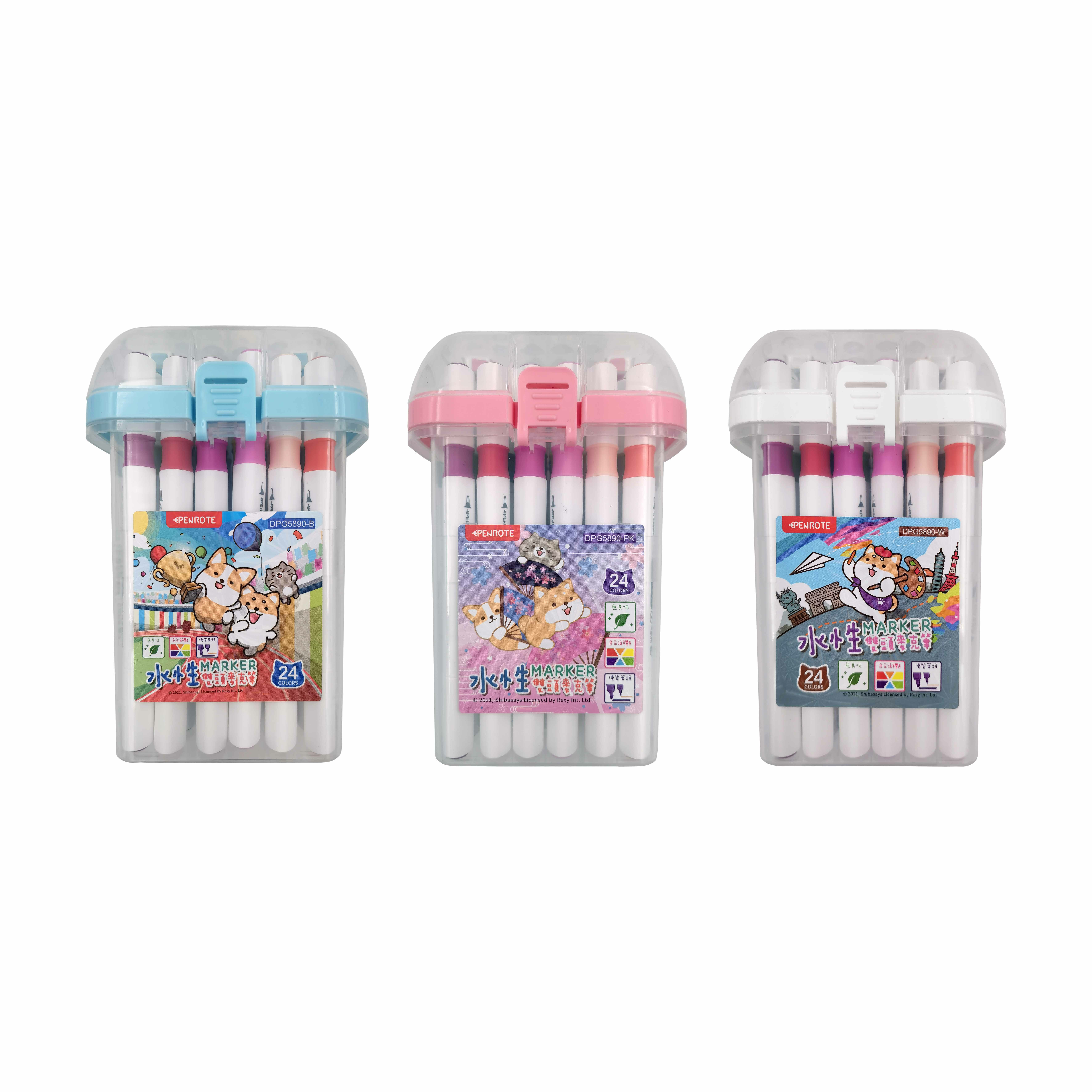 【PENROTE筆樂】柴語錄24色水性雙頭麥克筆