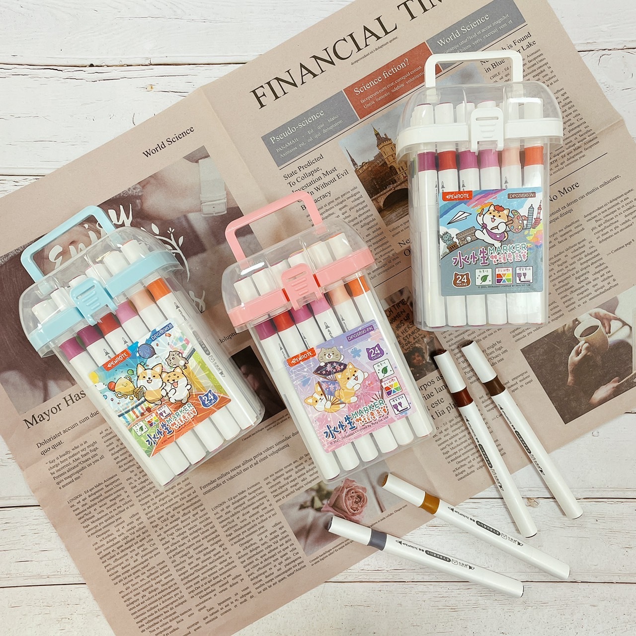 【PENROTE筆樂】柴語錄24色水性雙頭麥克筆