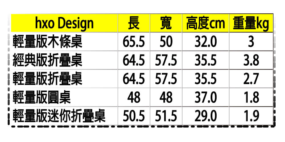 hxo Design尺寸表