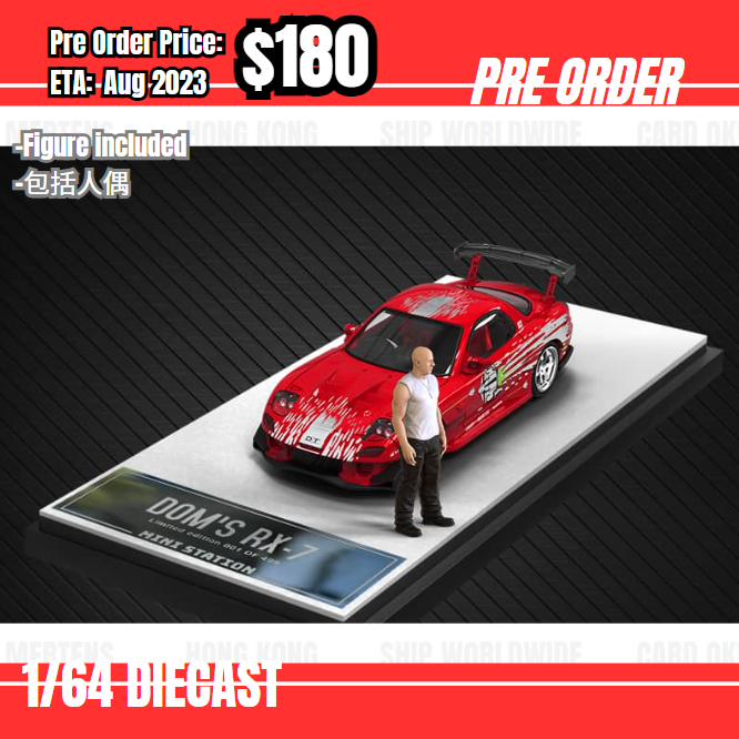 Pre Order-$180 Z*Mini Station* 1:64 Mazda RX-7 Re-Amemiya Red FF w/figure [OD16/06]