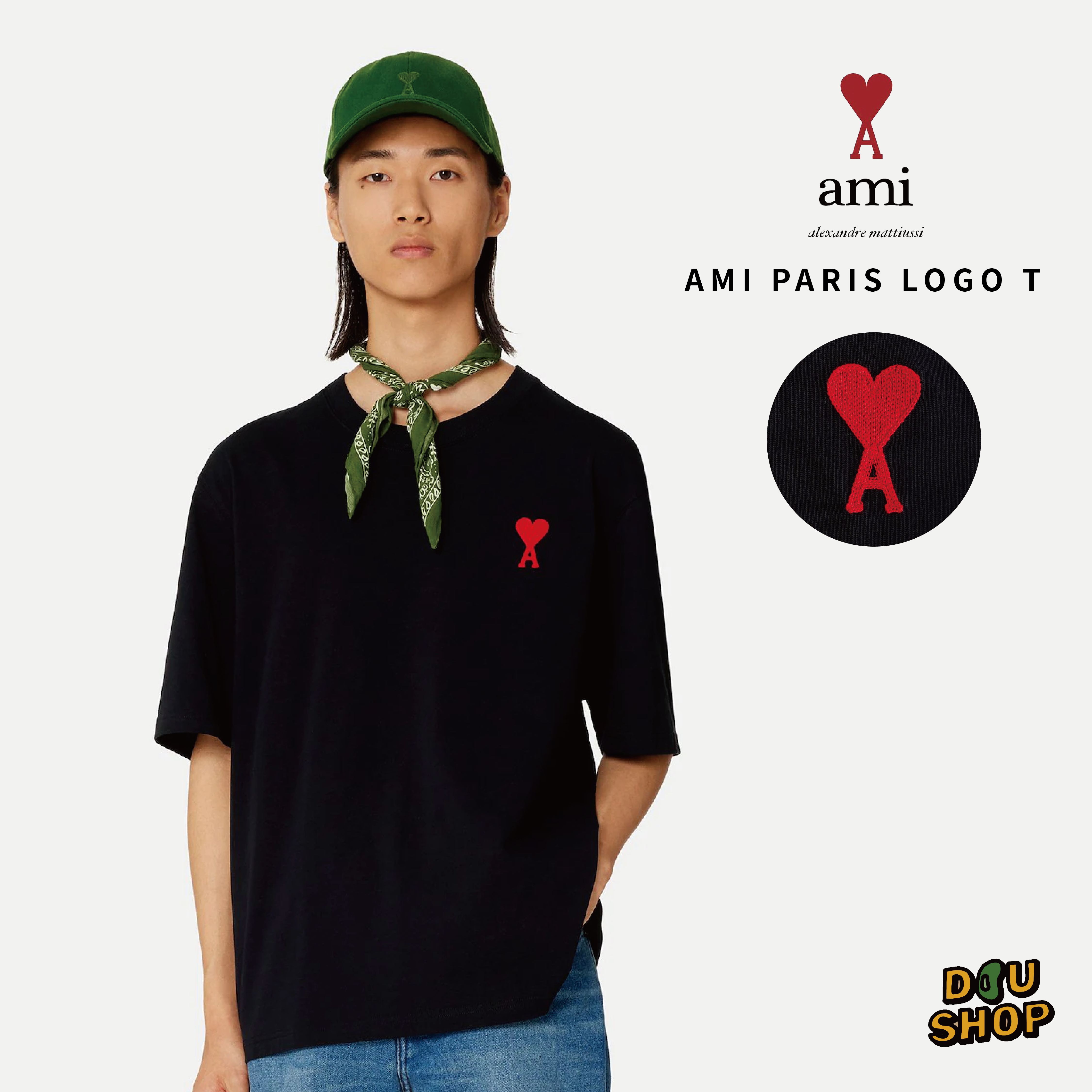 AMI Paris W de Coeur Tee Logo