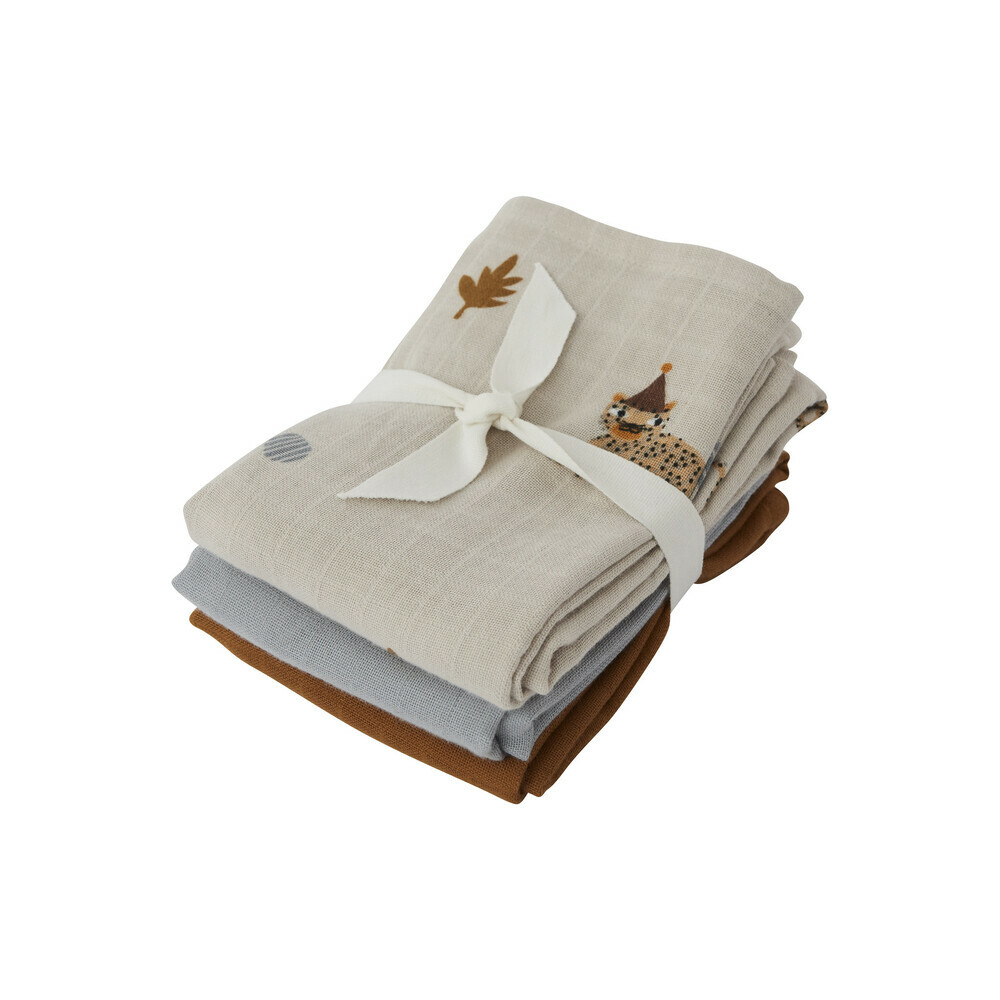 OYOY 有機棉紗布包巾組 3入 - 頑皮豹