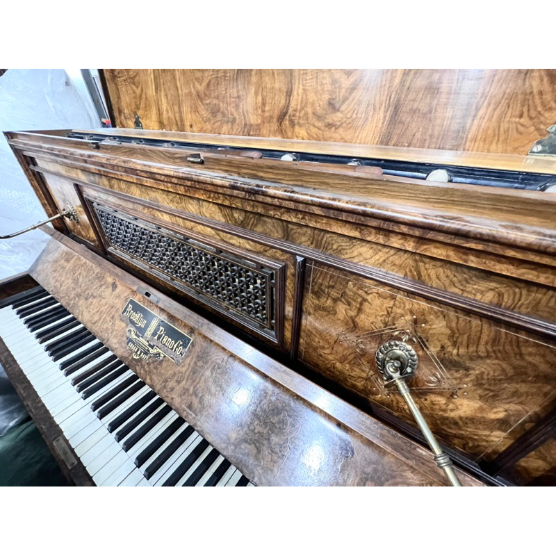 收藏款 Brooklyn London古董鋼琴 純銅燭台 象牙鍵 實木雕花 手工 雕刻 中古鋼琴 二手鋼琴 漢麟樂器