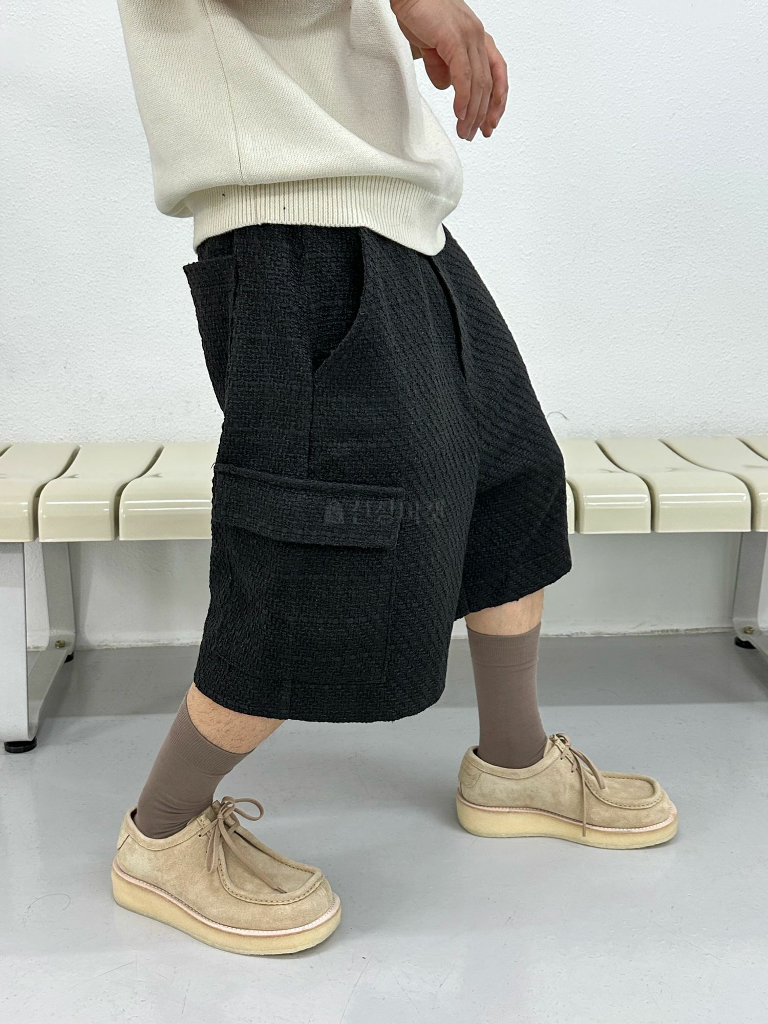 粗花呢小香工裝短褲