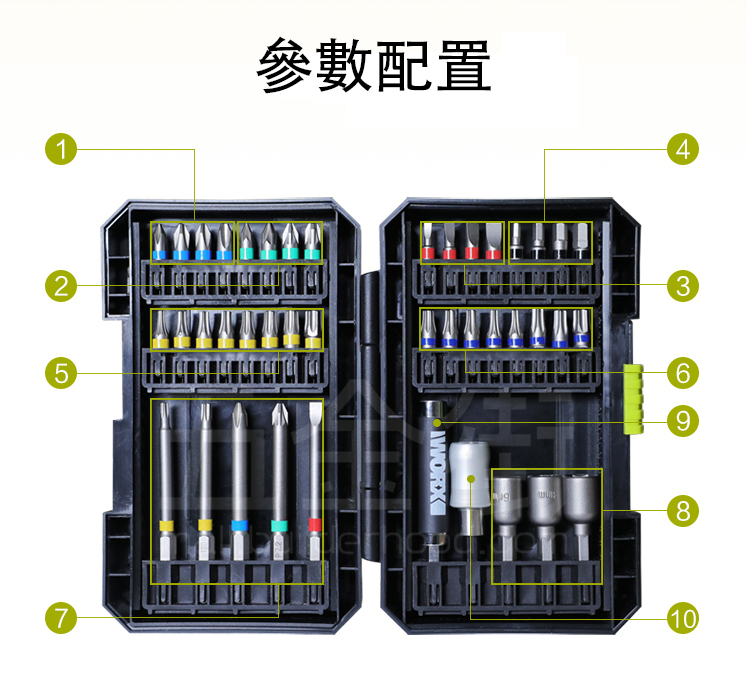 威克士 Worx  WA1149‧42件套彩虹批頭‧衝擊鑽 / 電鑽均可使‧用香港行貨‧