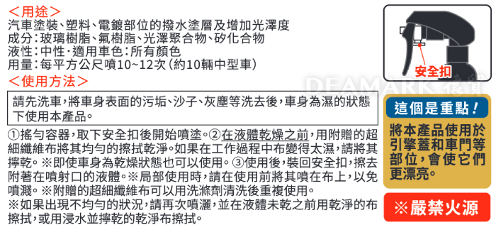 KURE LOOX汽車防潑水長效保護劑