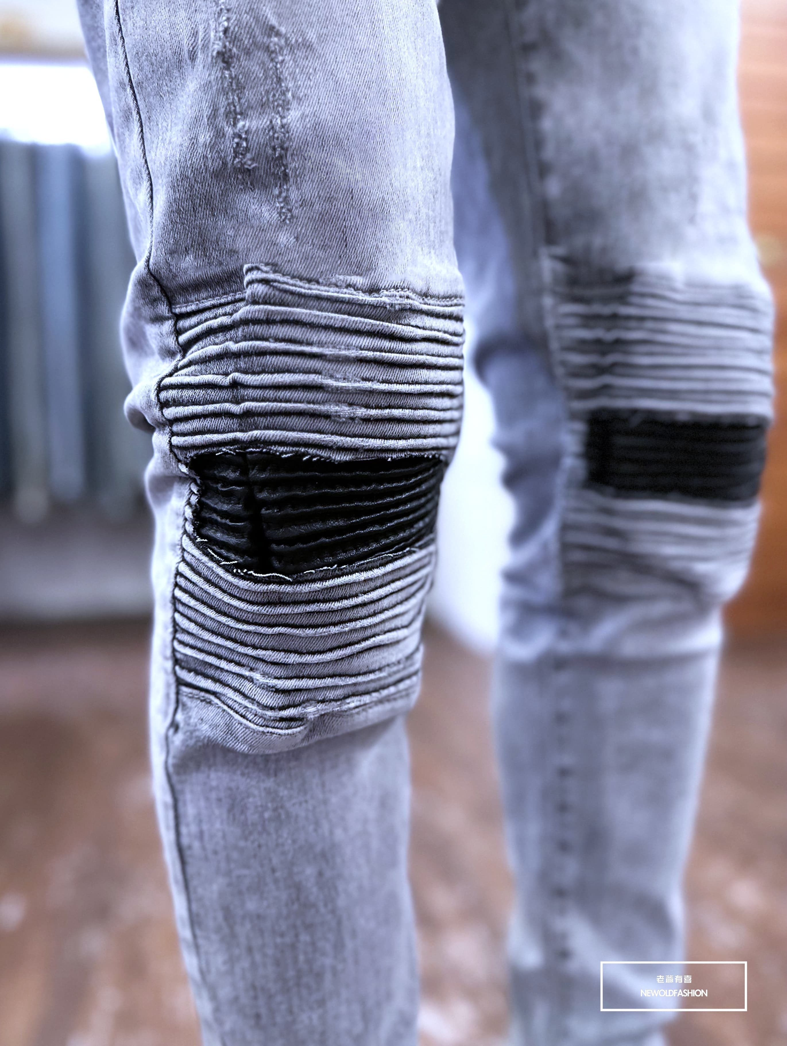 『新品上市』重磅皮革機車補丁小直筒(NOF23063883)