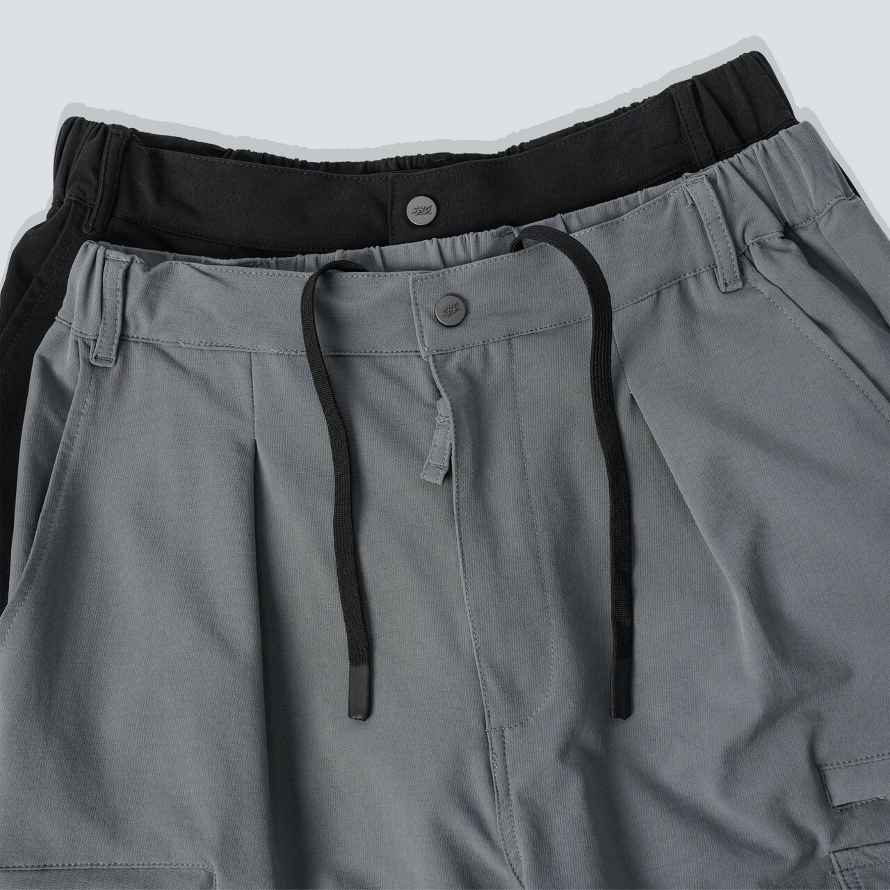 口袋拉鍊 工裝彈長褲黑色與灰色