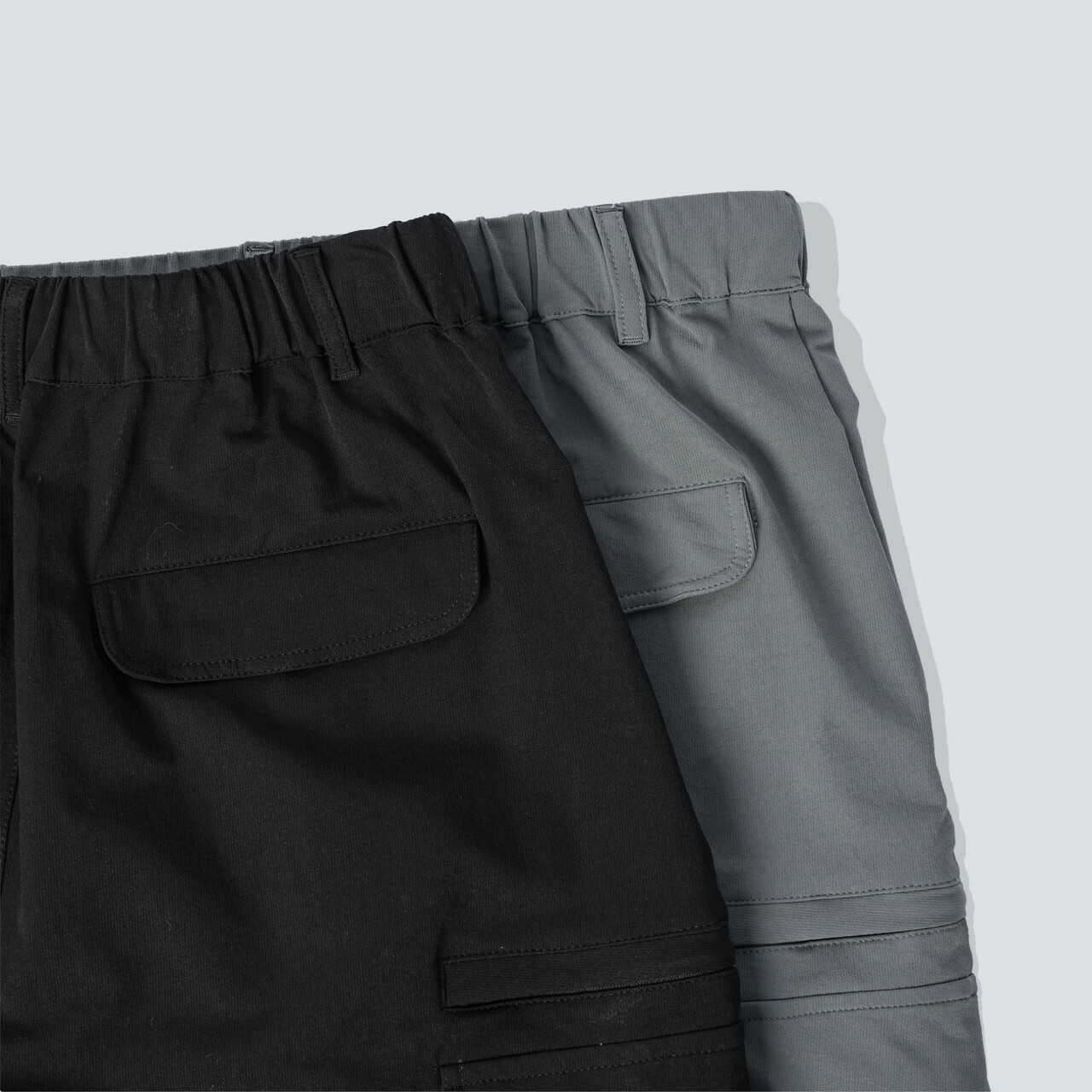 口袋拉鍊工裝彈長褲背面口袋照