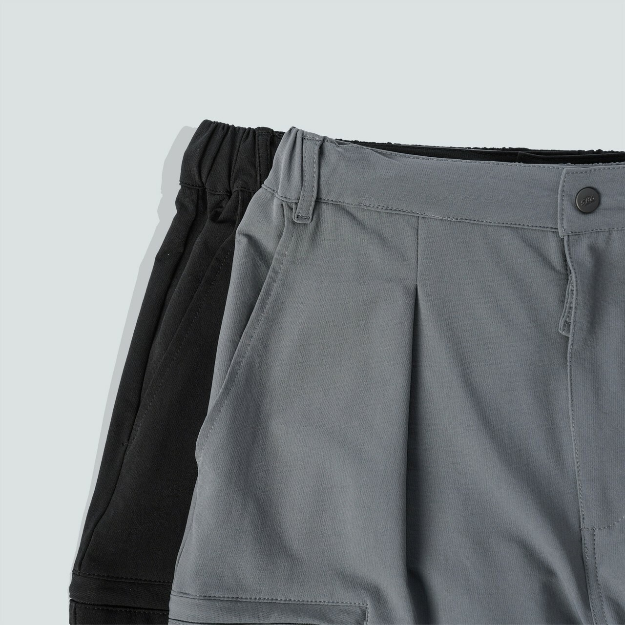 口袋拉鍊工裝彈長褲褲頭照