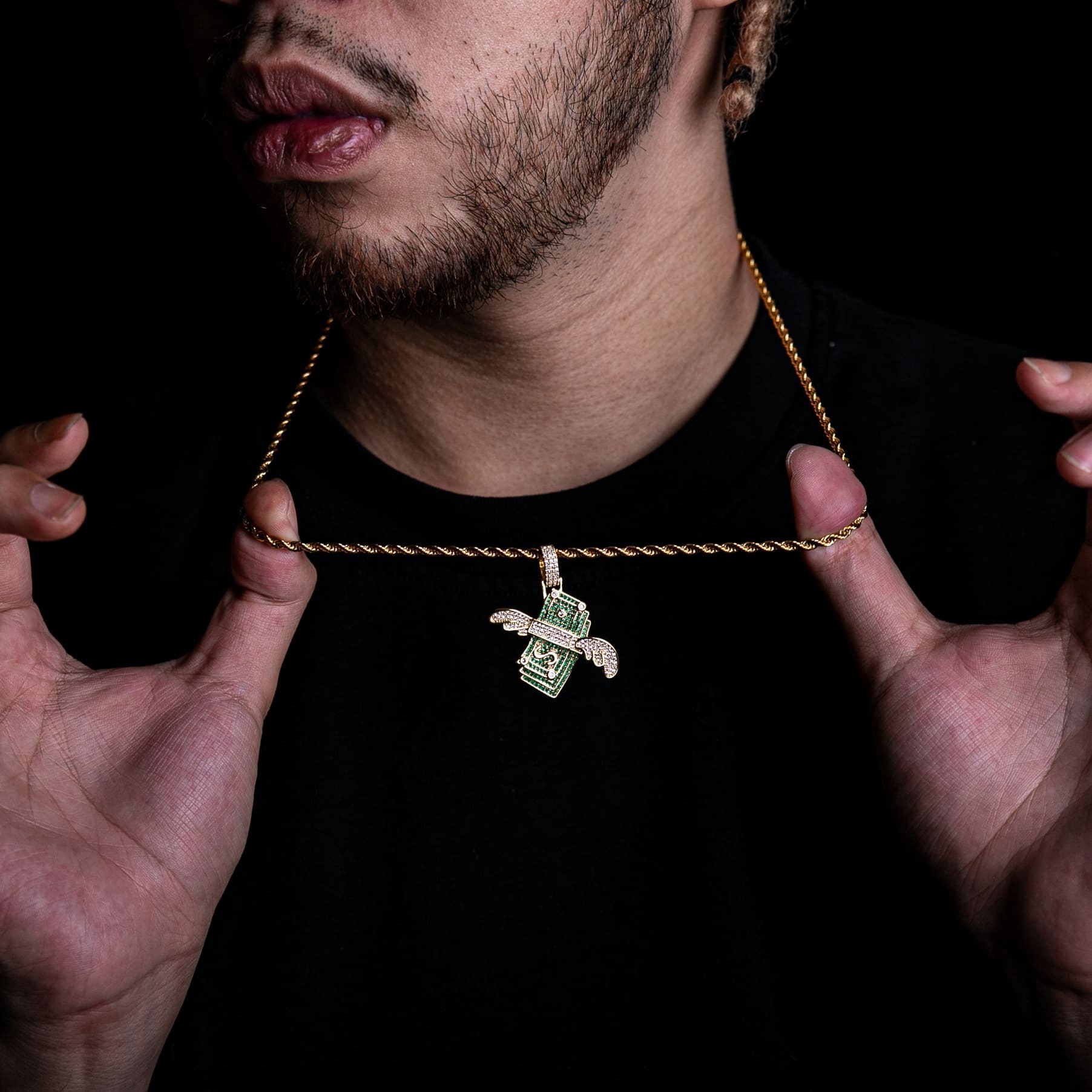 滿鑲翅膀鈔票墜飾