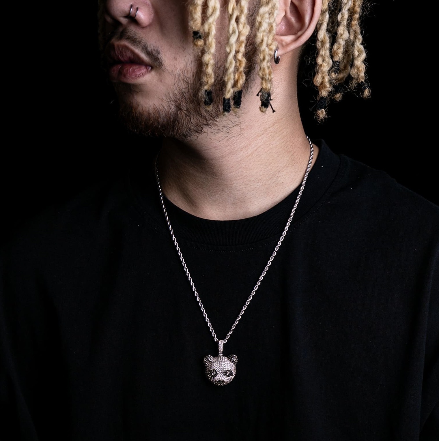 滿鑲熊貓頭墜飾