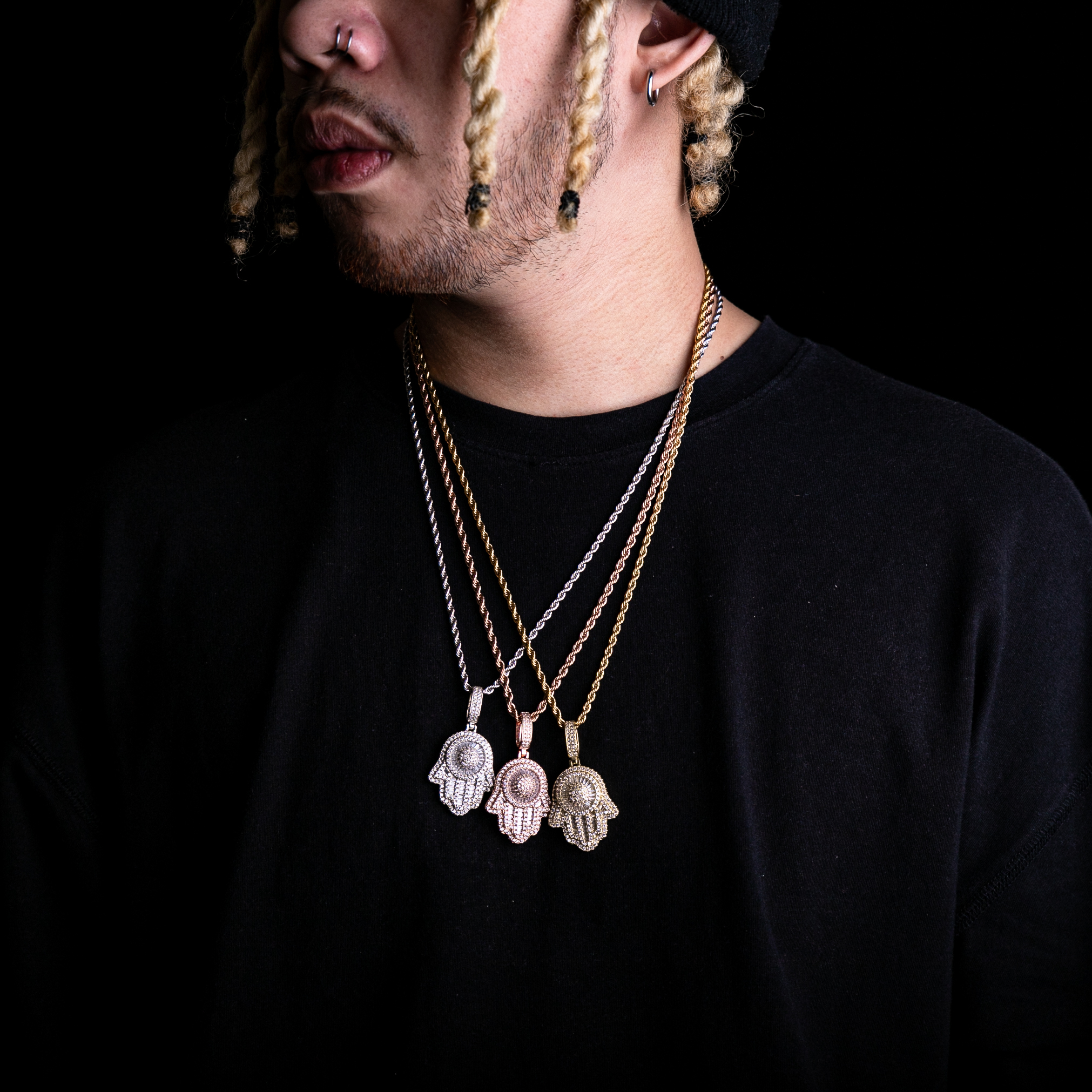 滿鑲T方混鑲法蒂瑪之手墜飾