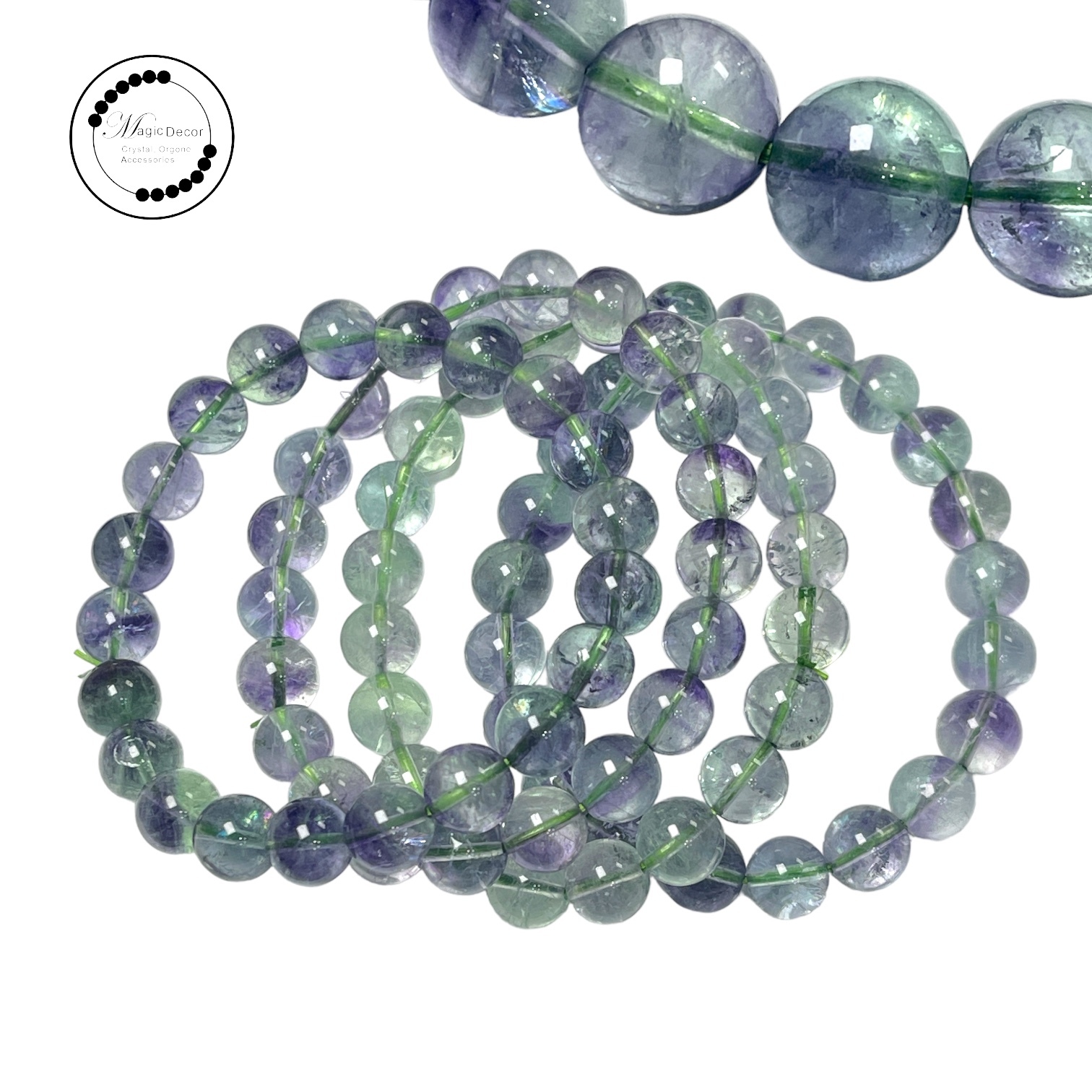 250925 - A58A 9mm+玻璃星光人魚紫綠螢石手串（半邊江山）