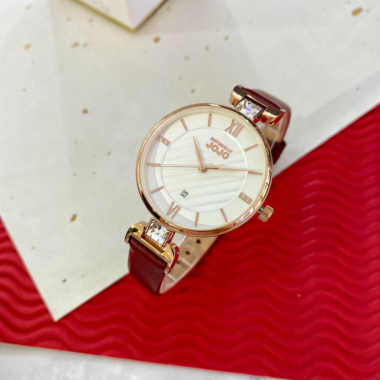 【NATURALLY JOJO】時尚格紋璀璨腕錶  JO96972-15R 34mm 現代鐘錶