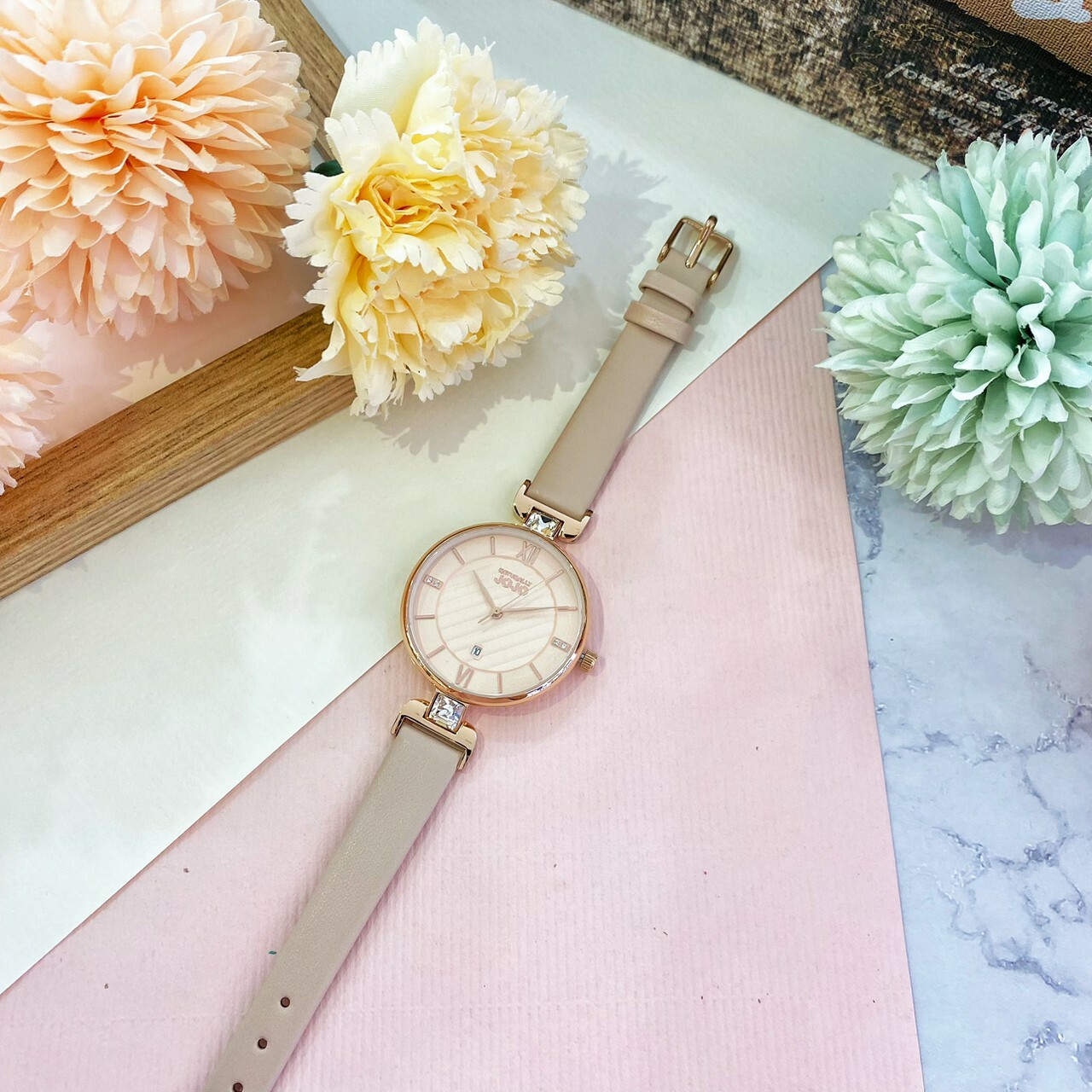 【NATURALLY JOJO】時尚格紋璀璨腕錶  JO96972-13R 34mm 現代鐘錶