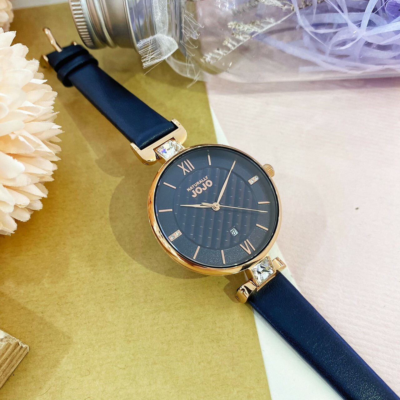 【NATURALLY JOJO】 時尚格紋璀璨腕錶  JO96972-55R 34mm 現代鐘錶