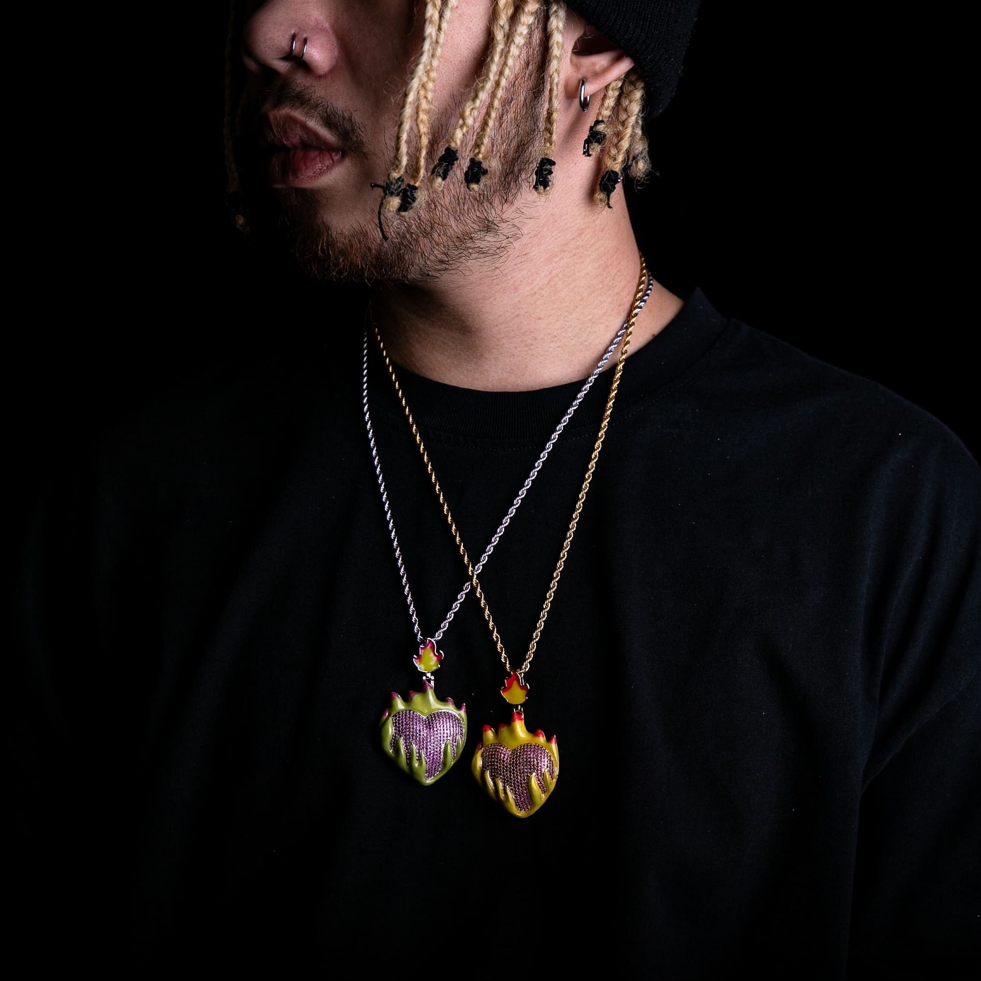 夜光珐瑯燃燒愛心墜飾