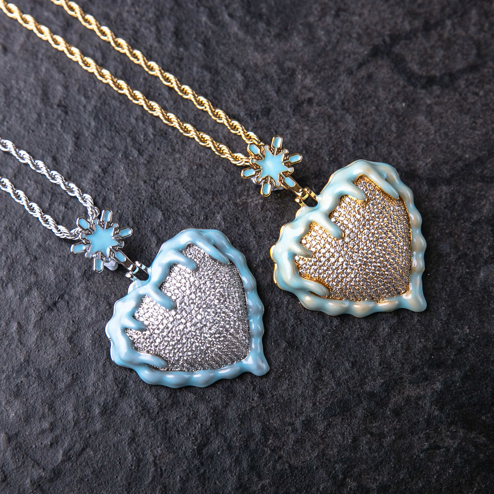 夜光珐瑯冰凍愛心墜飾