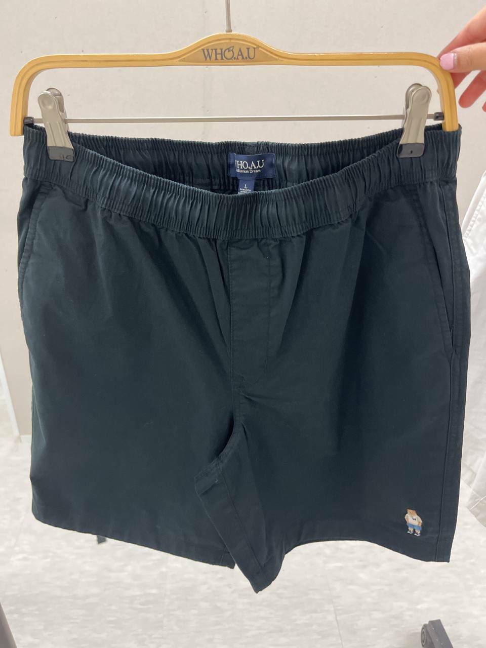 [K] WHO.A.U STEVE BASIC MEN'S SHORT,BLACK, WHTHD2540M-00-BLACK (KWAU872)