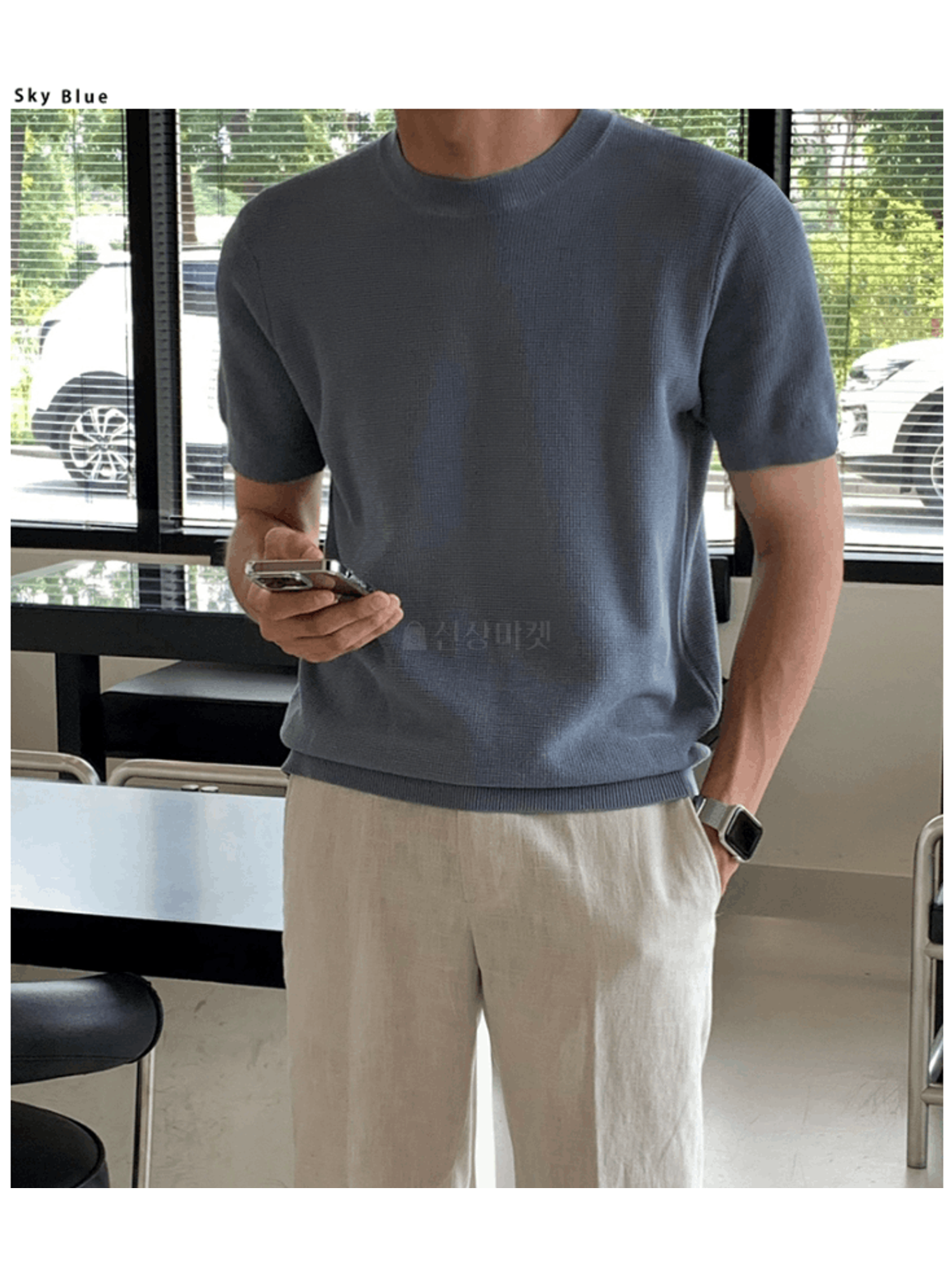 透氣開印壓花亞麻短袖T恤