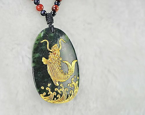 畢業謝師禮盒│漆線雕│墨玉項鍊│龍魚