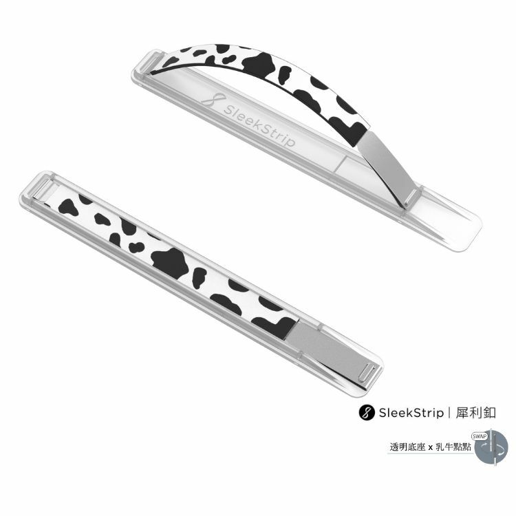輕量款原創手機握帶支架 | 乳牛點點 x 透明底座《可替換彈帶》