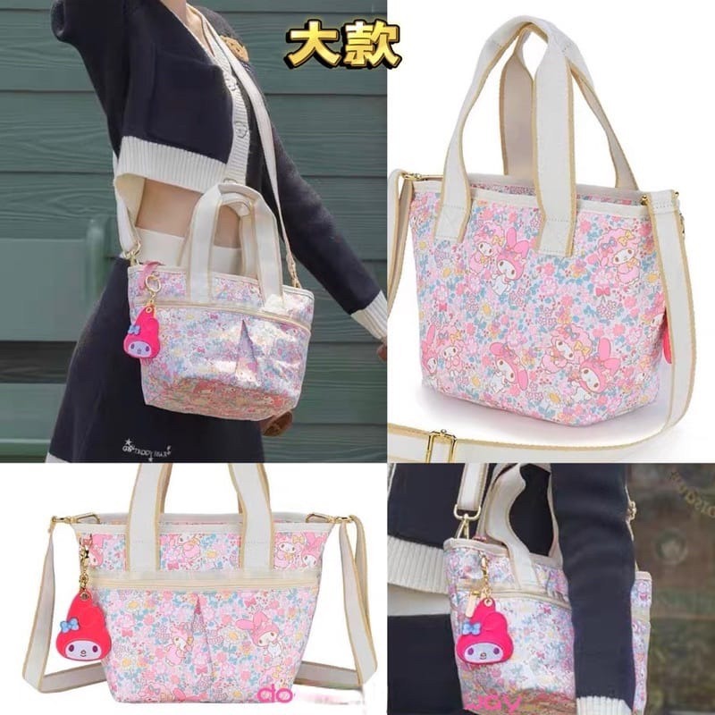 LeSportsac × Mymelody聯名系列粉色印花大容量手提斜揹袋