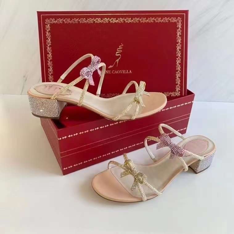 Rene Cavollia 水鑽蝴蝶結粗跟涼鞋 小粗跟 -M